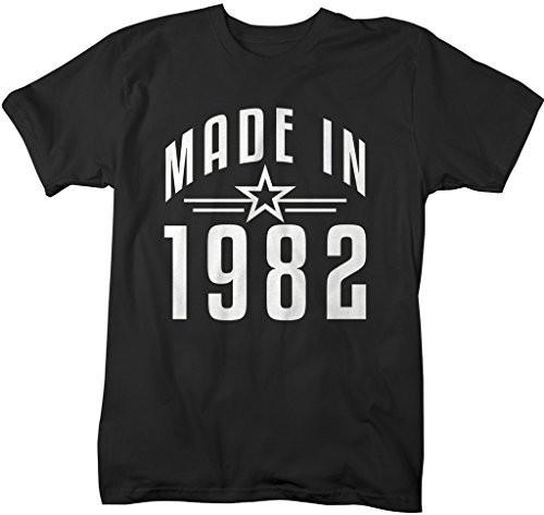 Shirts By Sarah Men's Made In 1982 Birthday T-Shirt Retro Star Custom Shirts-Shirts By Sarah