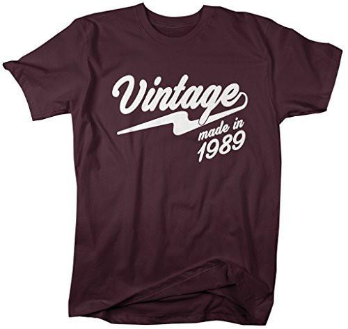 Shirts By Sarah Men's Vintage Made In 1989 T-Shirt Retro Birthday Shirts-Shirts By Sarah