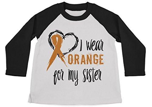 Shirts By Sarah Boy's Wear Orange For Sister Shirt 3/4 Sleeve Raglan Orange Awareness Shirts-Shirts By Sarah