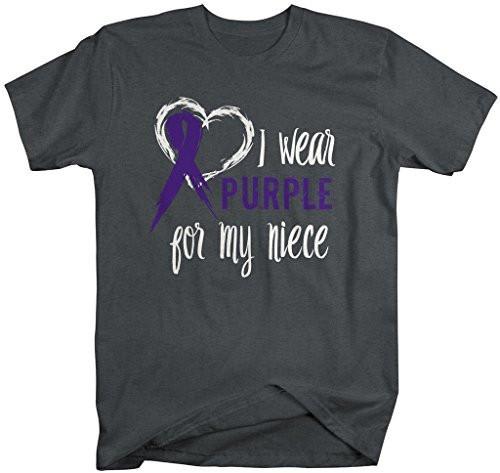 Shirts By Sarah Men's Purple Ribbon Shirt Wear For Niece T-Shirt Awareness Support Shirt-Shirts By Sarah