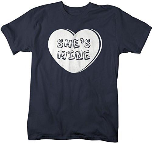 Shirts By Sarah Men's Matching Valentine's Day Couples T-Shirts She's Mine Heart Shirts-Shirts By Sarah