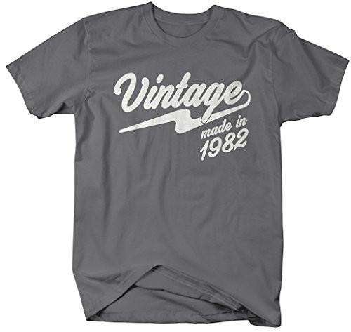 Shirts By Sarah Men's Vintage Made In 1982 T-Shirt Retro Birthday Shirts-Shirts By Sarah