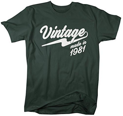 Shirts By Sarah Men's Vintage Made In 1981 T-Shirt Retro Birthday Shirts-Shirts By Sarah