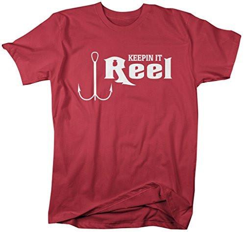 Shirts By Sarah Men's Funny Fishing T-Shirt Keepin' It Reel Hook Shirts-Shirts By Sarah