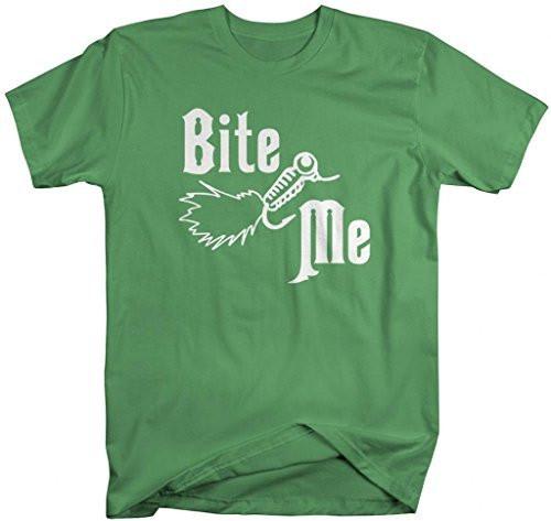 Shirts By Sarah Men's Funny Fishing T-Shirt Bite Me Fish Lure Shirt-Shirts By Sarah