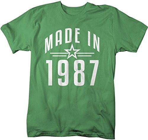 Shirts By Sarah Men's Made In 1987 Birthday T-Shirt Retro Star Custom Shirts-Shirts By Sarah