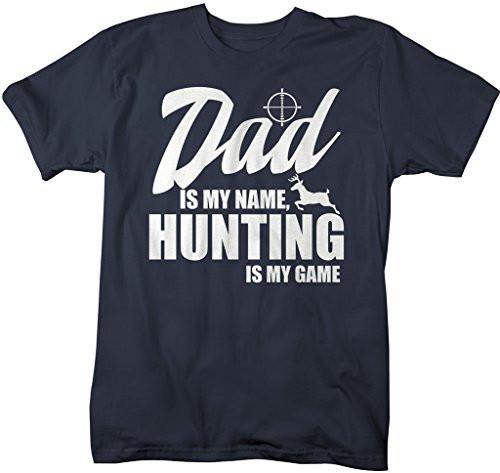 Shirts By Sarah Men's Funny Hunting T-Shirt Dad Is My Name Hunting Is My Game Shirt-Shirts By Sarah