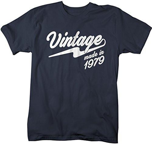 Shirts By Sarah Men's Vintage Made In 1979 T-Shirt Retro Birthday Shirts-Shirts By Sarah