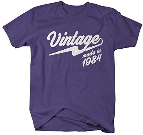 Shirts By Sarah Men's Vintage Made In 1984 T-Shirt Retro Birthday Shirts-Shirts By Sarah