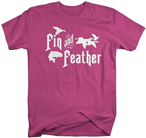Shirts By Sarah Men's Fin and Feather T-Shirt Hunter Shirt Birds Fish-Shirts By Sarah