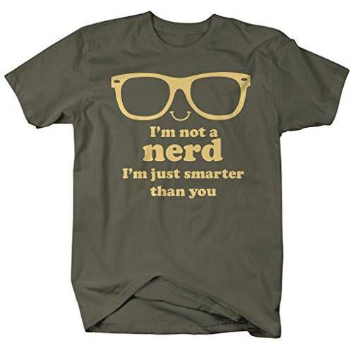 Shirts By Sarah Men's Unisex Geek T-Shirt Smarter Than You Funny Nerd Shirt-Shirts By Sarah