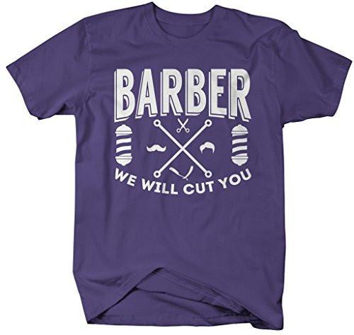 Shirts By Sarah Men's Funny Barber T-Shirt We Will Cut You Shirt Hairdresser Shirts-Shirts By Sarah