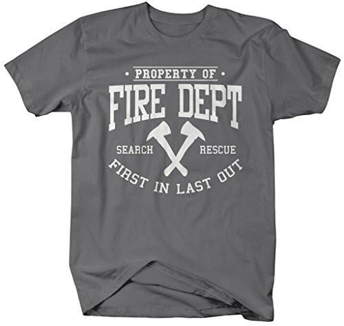 Shirts By Sarah Men's Firefighter T-Shirt Property Of Fire Dept Shirts-Shirts By Sarah
