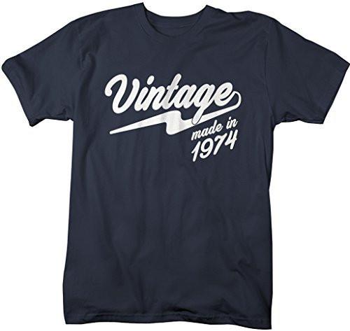 Shirts By Sarah Men's Vintage Made In 1974 T-Shirt Retro Birthday Shirts-Shirts By Sarah