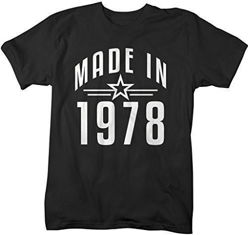 Shirts By Sarah Men's Made In 1978 Birthday T-Shirt Retro Star Custom Shirts-Shirts By Sarah