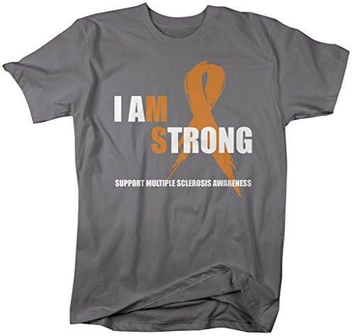Shirts By Sarah Men's I Am Strong Multiple Sclerosis T-Shirt MS Awareness Shirts-Shirts By Sarah