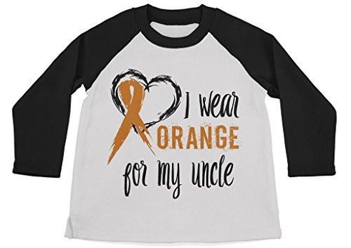 Shirts By Sarah Boy's Wear Orange For Uncle Shirt 3/4 Sleeve Raglan Orange Awareness Shirts-Shirts By Sarah