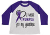 Shirts By Sarah Boy's Wear Purple For Grandma Shirt 3/4 Sleeve Purple Awareness Shirts