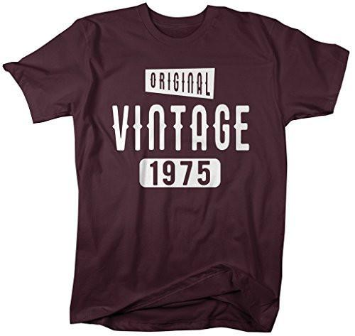 Shirts By Sarah Men's Original Vintage Birthday Year Shirts Made In 1975 T-Shirt-Shirts By Sarah