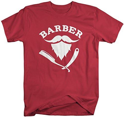 Shirts By Sarah Men's Barber T-Shirt Hair Stylist Mustache Beard Shirts-Shirts By Sarah