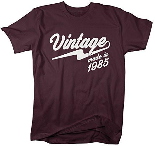Shirts By Sarah Men's Vintage Made In 1985 T-Shirt Retro Birthday Shirts-Shirts By Sarah