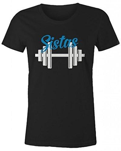Shirts By Sarah Women's Matching Swole Mates Sistas Workout T-Shirts (Sistas)-Shirts By Sarah