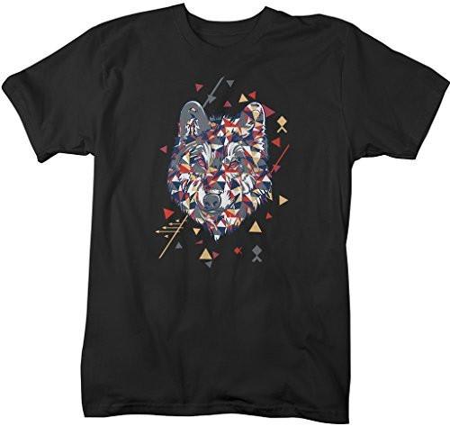 Shirts By Sarah Men's Hipster Geometric Wolf Graphic T-Shirt-Shirts By Sarah