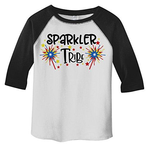 Boy's Patriotic 4th July T-Shirt Sparkler Tribe 3/4 Sleeve Raglan-Shirts By Sarah