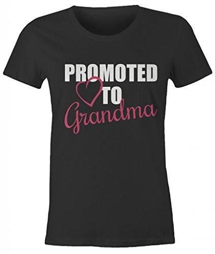 Shirts By Sarah Women's Promoted To Grandma T-Shirt New Grandparents Baby Reveal-Shirts By Sarah