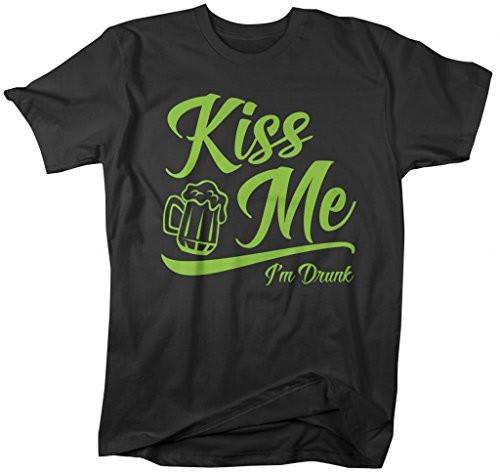 Shirts By Sarah Men's Men's Saint Patrick's Day T-Shirt Funny Kiss Me I'm Drunk-Shirts By Sarah