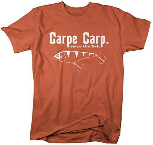 Shirts By Sarah Men's Funny Fishing T-Shirt Carpe Carp seize The Fish-Shirts By Sarah