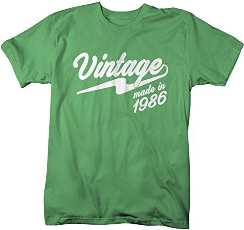 Shirts By Sarah Men's Vintage Made In 1986 T-Shirt Retro Birthday Shirts-Shirts By Sarah