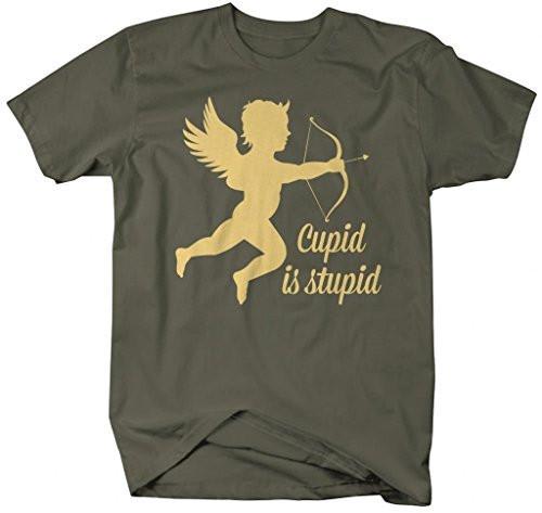 Shirts By Sarah Men's Funny Valentine's Day T-Shirt Cupid Is Stupid Shirts-Shirts By Sarah