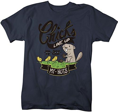 Shirts By Sarah Men's Funny Squirrel T-Shirt Chicks See My Nuts Hilarious Shirts-Shirts By Sarah