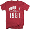 Shirts By Sarah Men's Made In 1981 Birthday T-Shirt Retro Star Custom Shirts