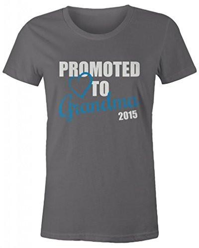 Shirts By Sarah Women's Promoted To Grandma 2015 T-Shirt New Grandparents Baby Reveal-Shirts By Sarah