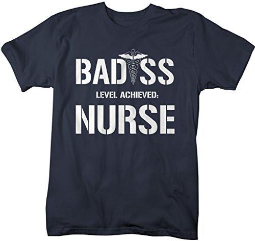 Shirts By Sarah Men's Funny Nurse T-Shirt Bad*ss Level Achieved Hilarious Shirt For Nurses-Shirts By Sarah