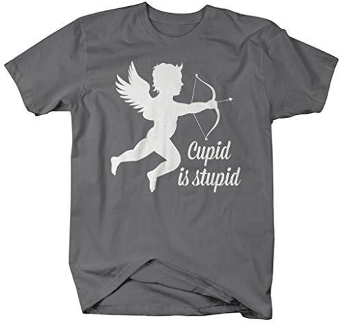 Shirts By Sarah Men's Funny Valentine's Day T-Shirt Cupid Is Stupid Shirts-Shirts By Sarah