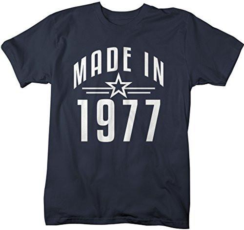Shirts By Sarah Men's Made In 1977 Birthday T-Shirt Retro Star Custom Shirts-Shirts By Sarah