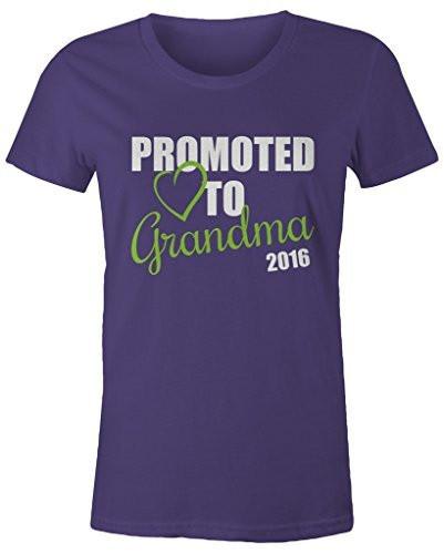 Women's Promoted To Grandma 2016 T-Shirt New Grandparents Baby Reveal-Shirts By Sarah