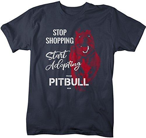 Shirts By Sarah Women's Unisex Pitbull Mom T-Shirt Stop Shopping Adopt Rescue Tee Dog Lover Shirts-Shirts By Sarah