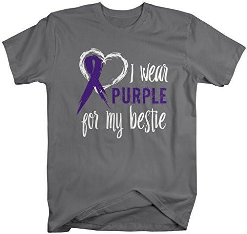 Shirts By Sarah Men's Purple Ribbon Shirt Wear For Bestie T-Shirt Awareness Support Shirt-Shirts By Sarah