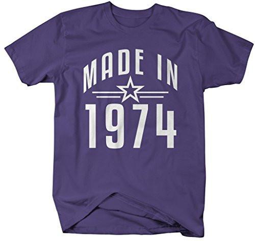 Shirts By Sarah Men's Made In 1974 Birthday T-Shirt Retro Star Custom Shirts-Shirts By Sarah
