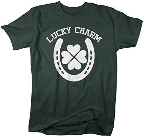 Shirts By Sarah Men's Lucky Charm St. Patrick's Day Horseshoe T-Shirt-Shirts By Sarah