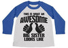 Shirts By Sarah Girl's Awesome Big Sister Shirt 3/4 Sleeve Raglan Shirts