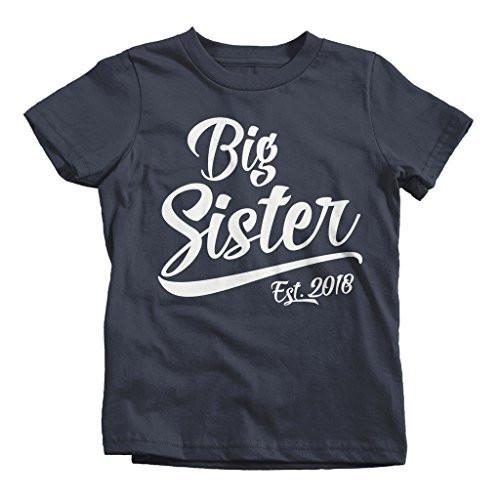 Shirts By Sarah Toddler Girl's Big Sister Est. 2018 T-Shirt Sibling Matching Tee-Shirts By Sarah
