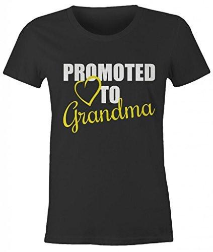 Shirts By Sarah Women's Promoted To Grandma T-Shirt New Grandparents Baby Reveal-Shirts By Sarah