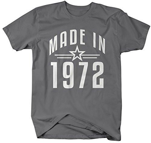 Shirts By Sarah Men's Made In 1972 Birthday T-Shirt Retro Star Custom Shirts-Shirts By Sarah