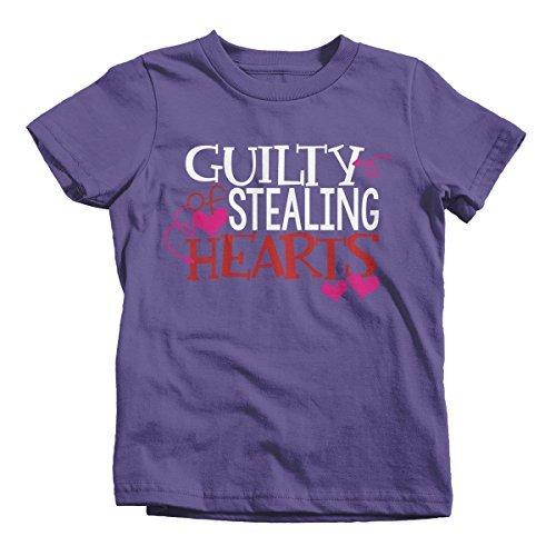 Shirts By Sarah Youth Guilty Stealing hearts Kids Funny Valentine's Day T-Shirt Boy's Girl's-Shirts By Sarah