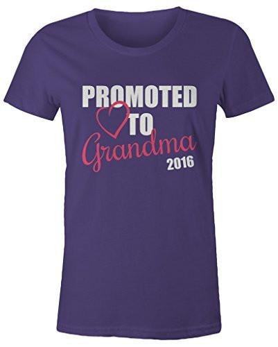 Women's Promoted To Grandma 2016 T-Shirt New Grandparents Baby Reveal-Shirts By Sarah